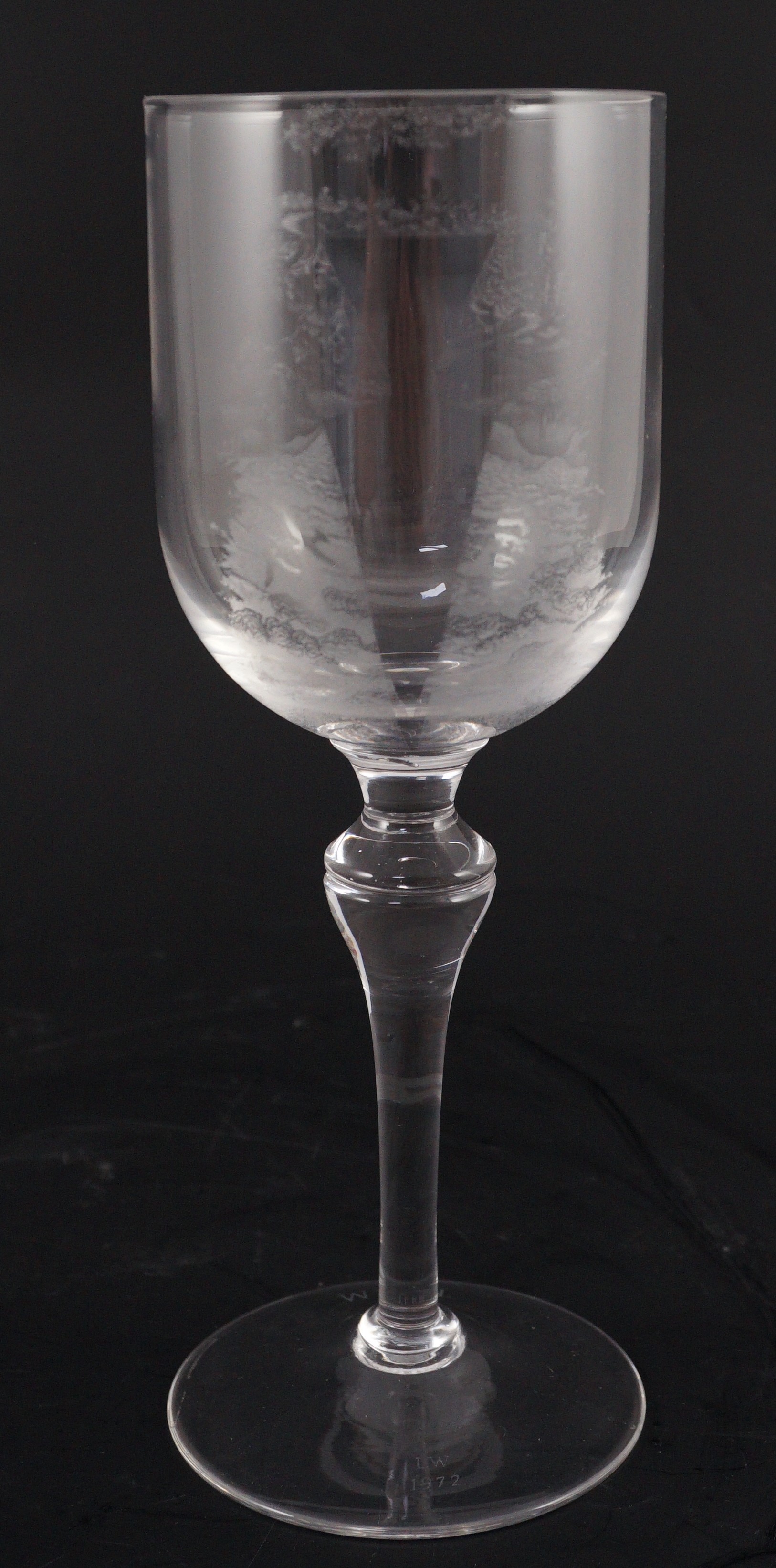 Laurence Whistler CBE (1912-2000), 'TERM' an engraved glass goblet together with a limited edition book 276/1400, page 28 and plate 80 with reference to 'TERM' Goblet 24cm high